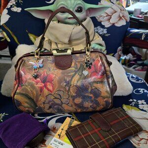 Patricia Nash Sienna Sunset Italian Leather Gracchi Satchel & Wallet